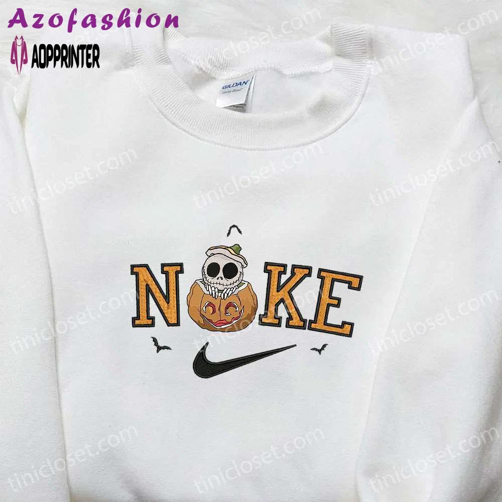 Nike x skellington pumpkin halloween embroidered hoodie & t-shirt: amazing nike-inspired sweatshirt Embroidered Shirt