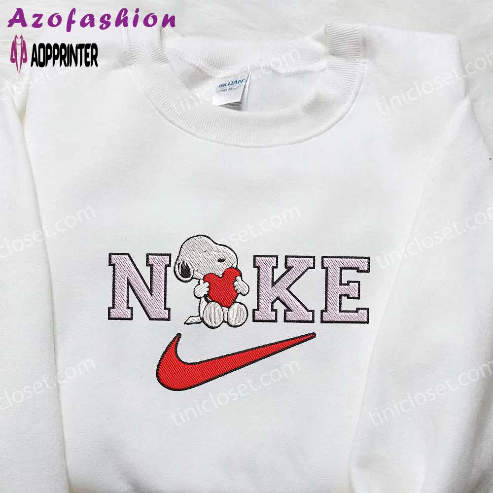 Nike x snoopy heart embroidered sweatshirt: peanuts cartoon shirt nike inspired – cozy style! Embroidered Shirt