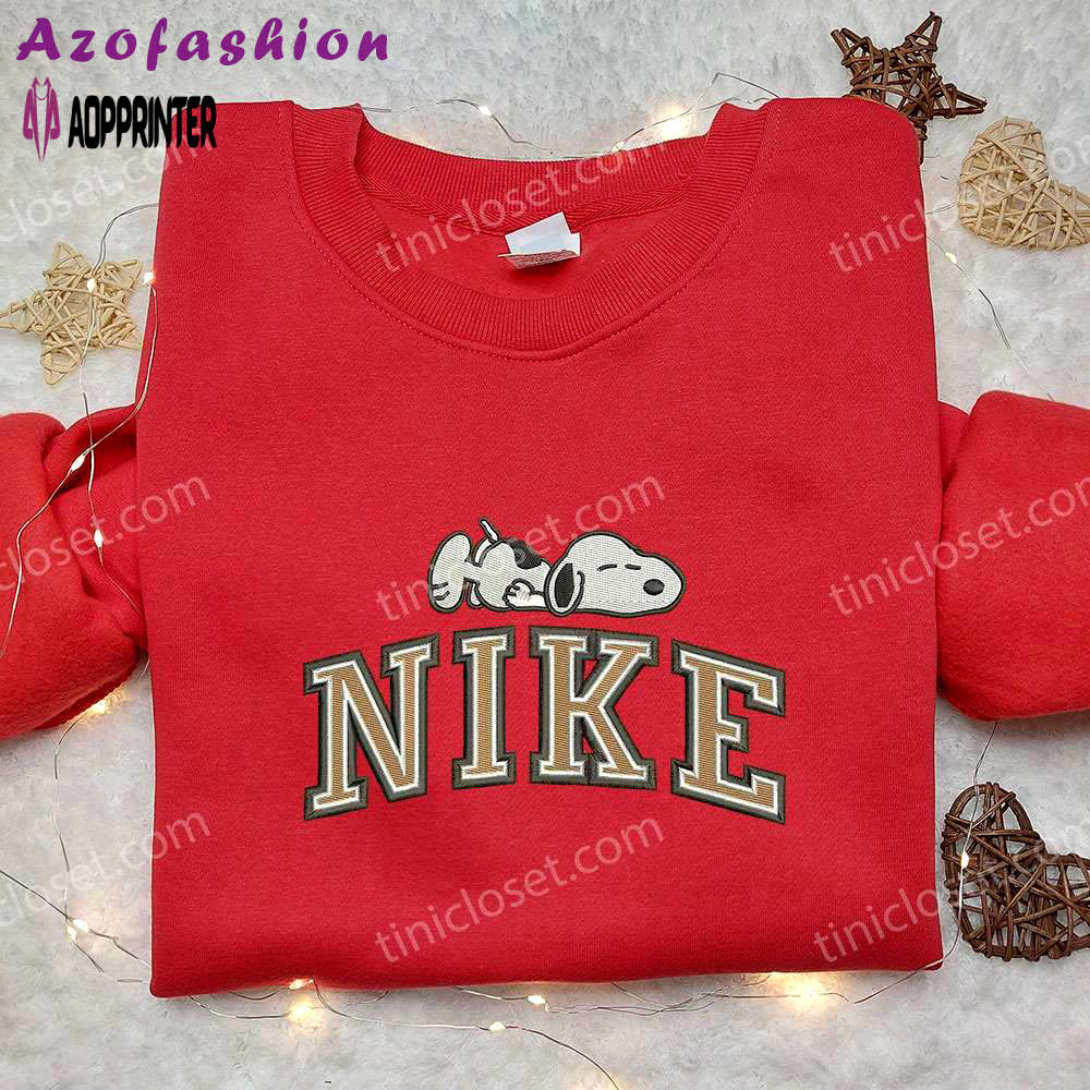 Nike x snoopy sleep embroidered sweatshirt: peanuts cartoon inspired shirt Embroidered Shirt