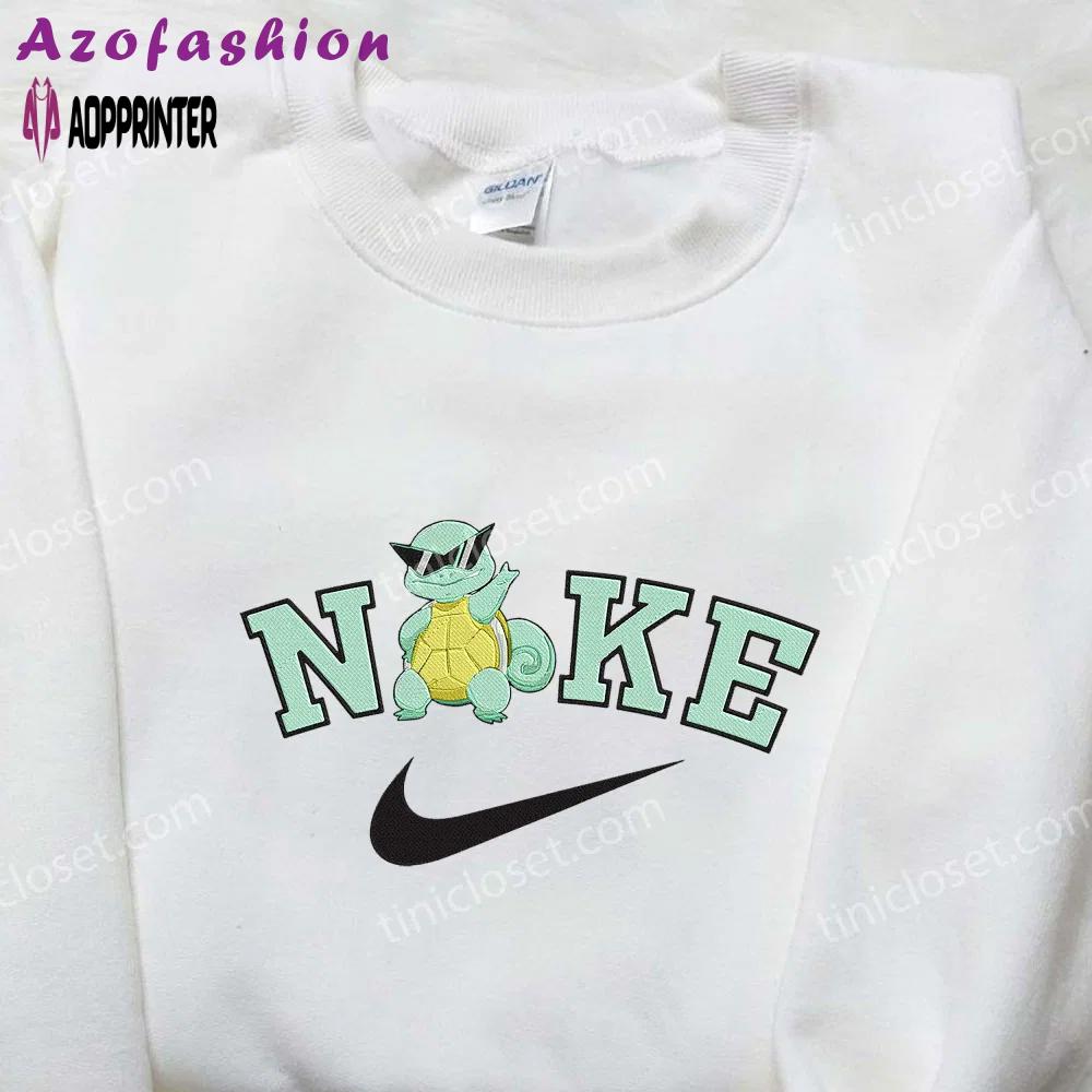 Nike x squirtle sunglasses embroidered shirt – perfect pokemon gift for anime fans Embroidered Shirt