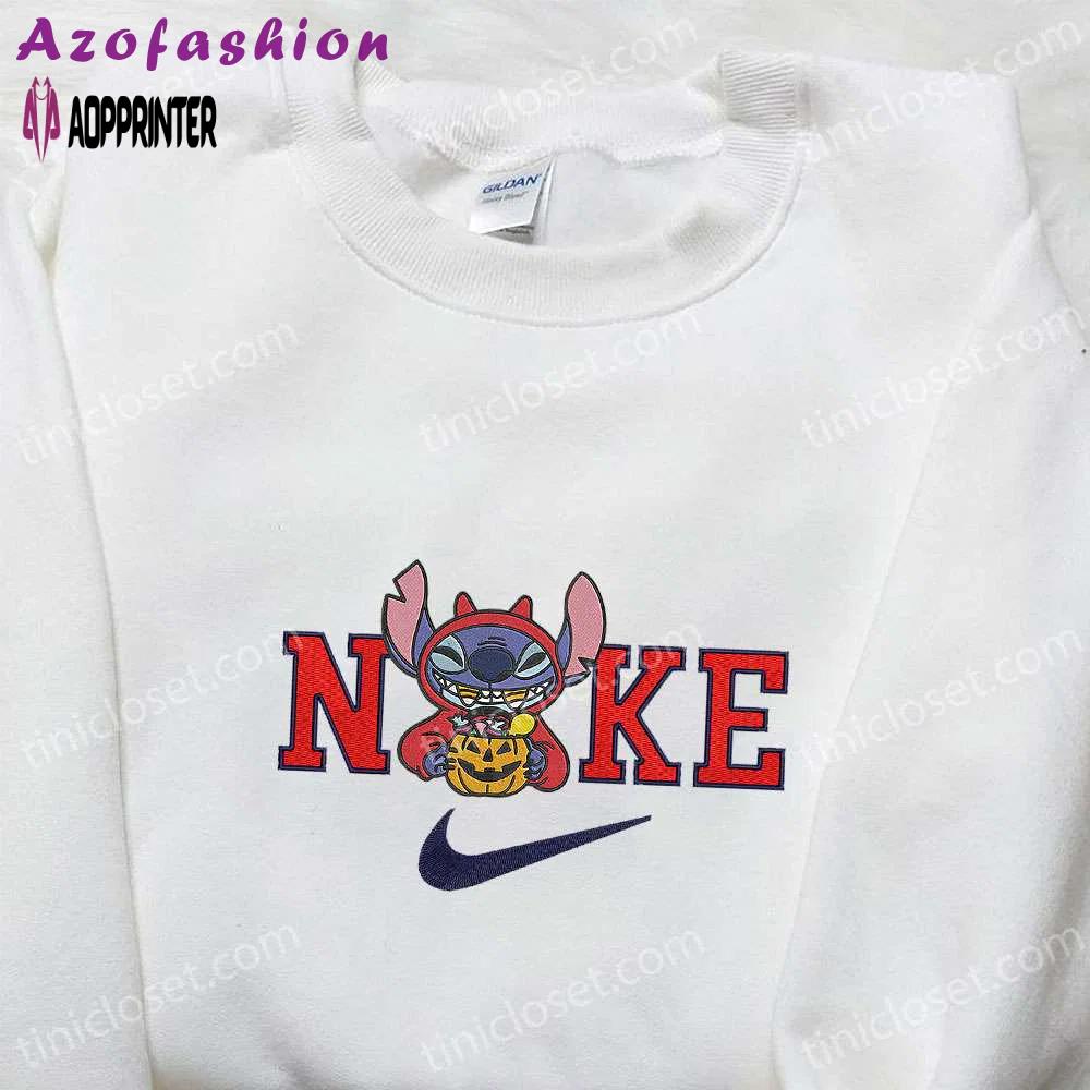 Nike x stitch candy halloween embroidered shirt: lilo and stitch characters nike inspired design Embroidered Shirt