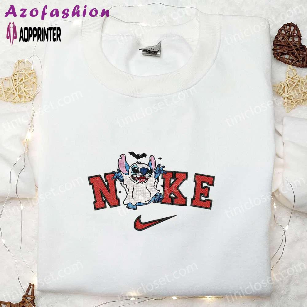 Nike x stitch cute ghost embroidered shirt – halloween sweatshirt disney characters t-shirt Embroidered Shirt