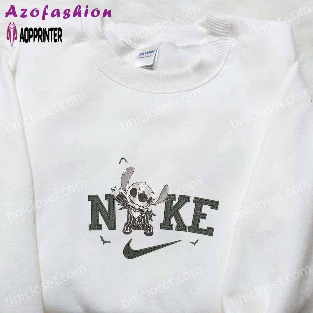 Nike x stitch jack skellington embroidered shirt: adorable halloween-inspired design Embroidered Shirt