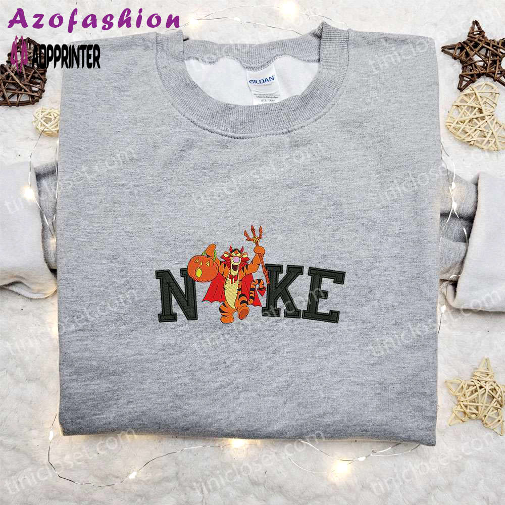Nike x tigger halloween pumpkin shirt & disney hoodie: spooktacular embroidered collection Embroidered Shirt