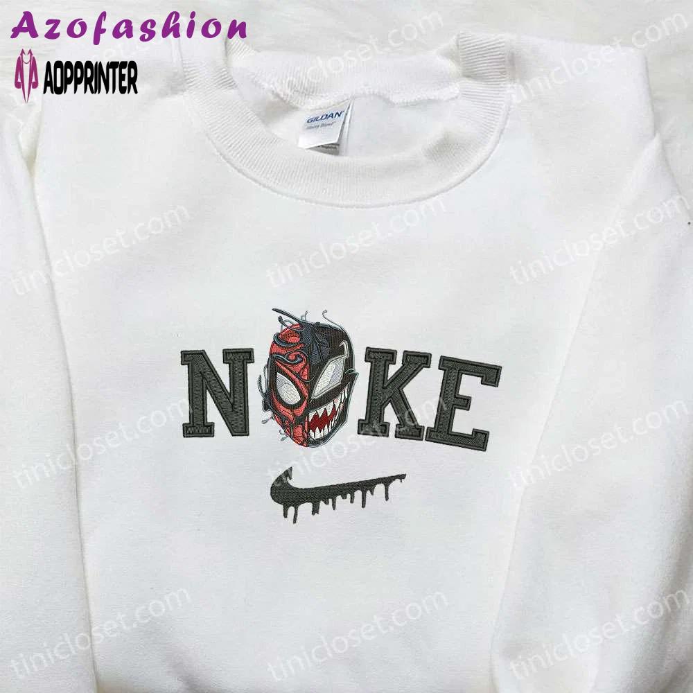 Nike x venom embroidered shirt & spooky halloween sweatshirt – unique nike inspired embroidered hoodie Embroidered Shirt