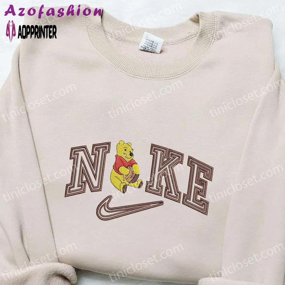 Nike x winnie the pooh cartoon embroidered sweatshirt disney characters shirt: cozy & stylish nike inspired t-shirt Embroidered Shirt