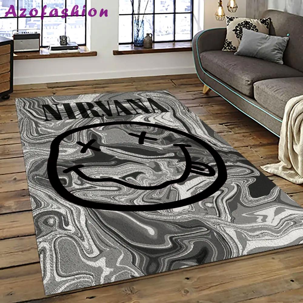 Nirvana rock band punk rock music retangle carpet area rug home decor best gift for fan and friends nv40 Rectangle Rug