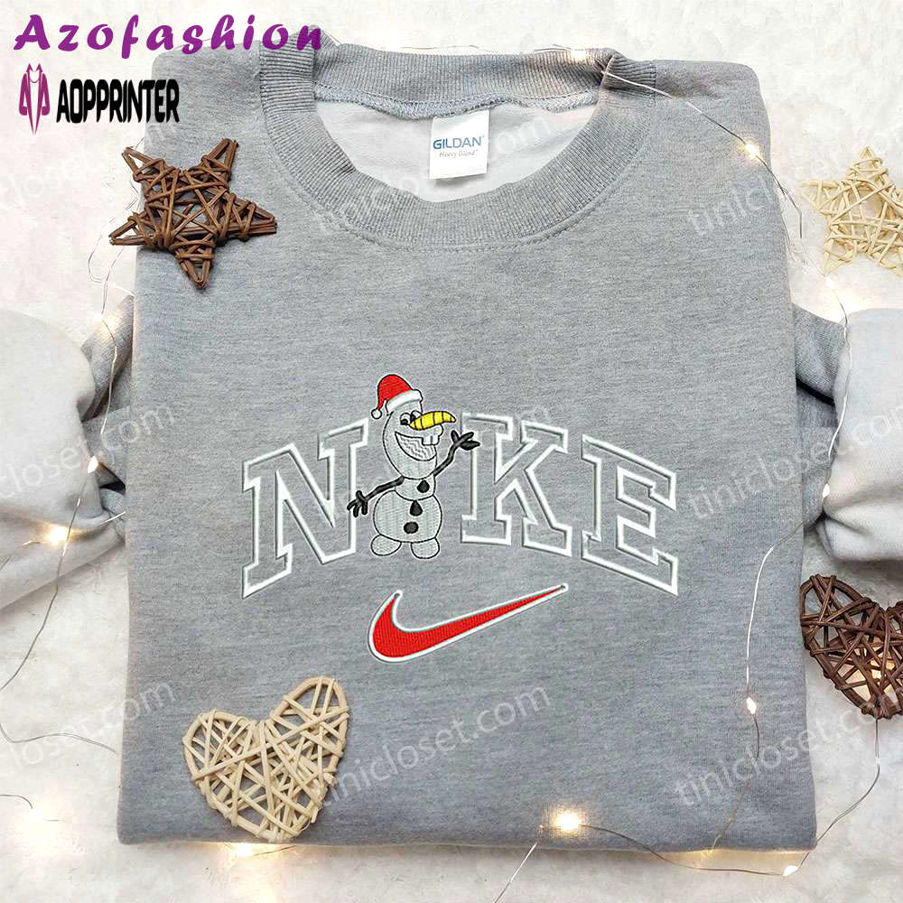 Olaf x nike embroidered sweatshirt: best christmas gift idea with nike-inspired embroidered shirt Embroidered Shirt