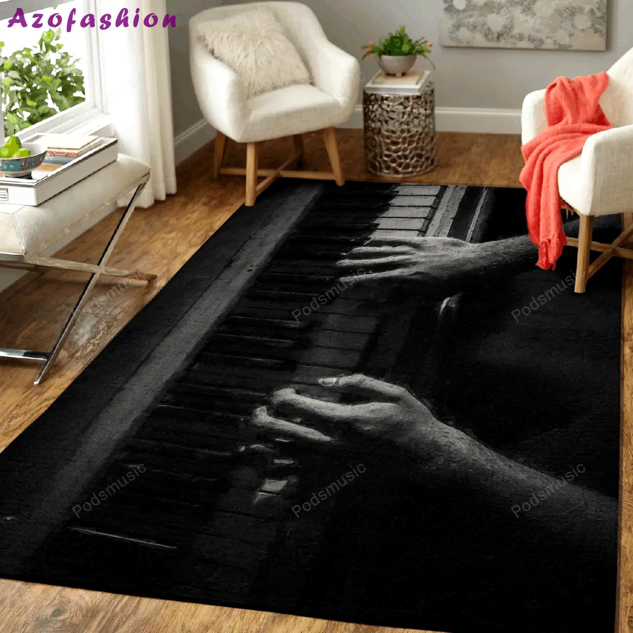 Old piano play music art for fans area rug living room carpet rug regtangle carpet floor decor home decor Rectangle Rug