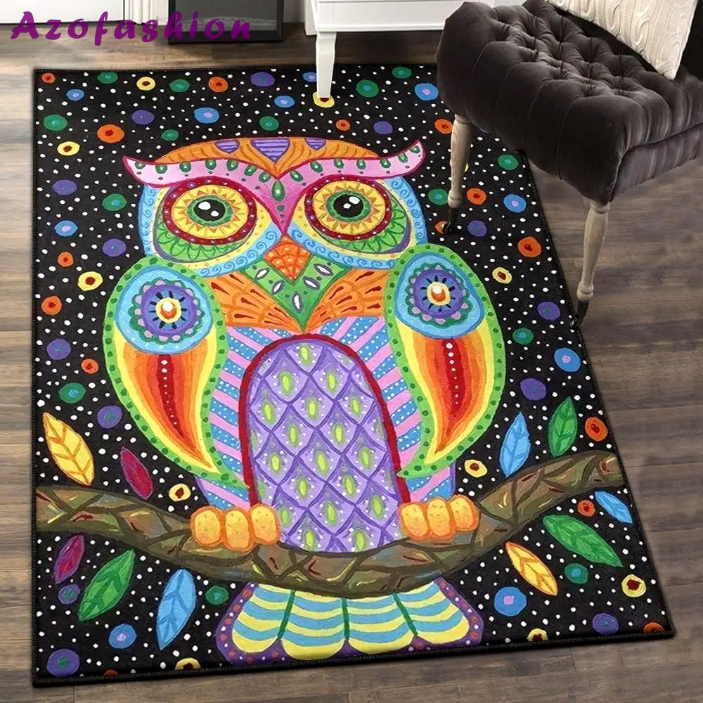 Owl cute dining room rug, owl rug Rectangle Rug