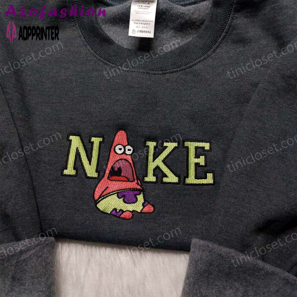 Patrick star nike embroidered shirt: cartoon sweatshirt ideal friend gift – shop now! Embroidered Shirt