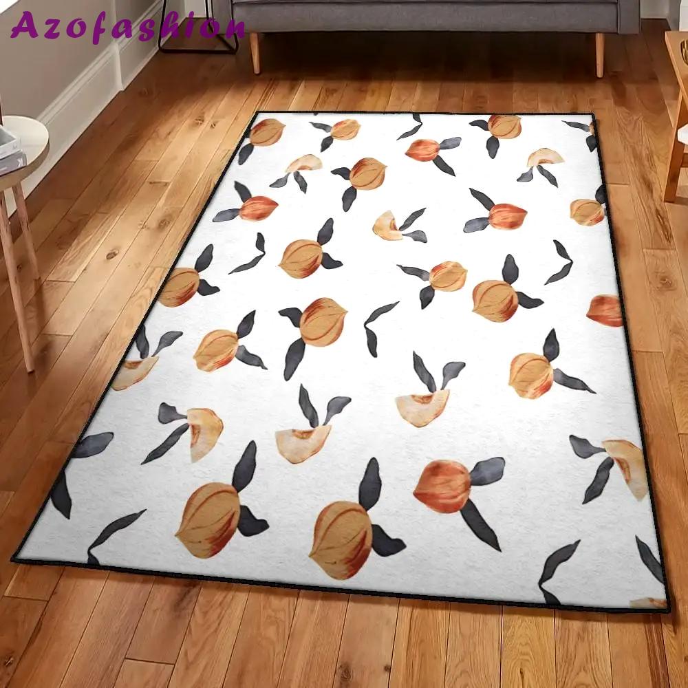Peach art washable rugs, peach rug Rectangle Rug