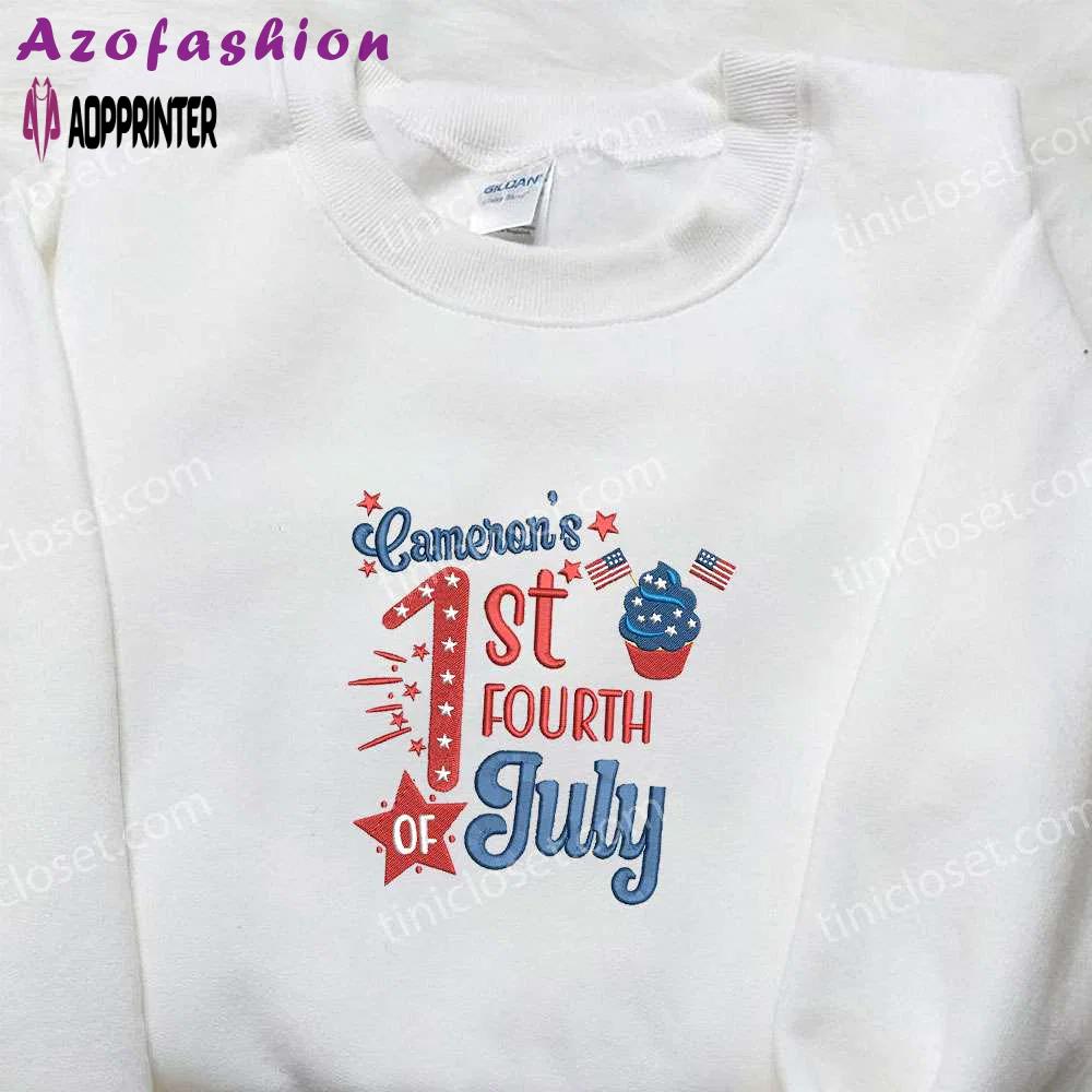 Personalized baby name 1st fourth of july embroidered shirt: perfect national day gift Embroidered Shirt