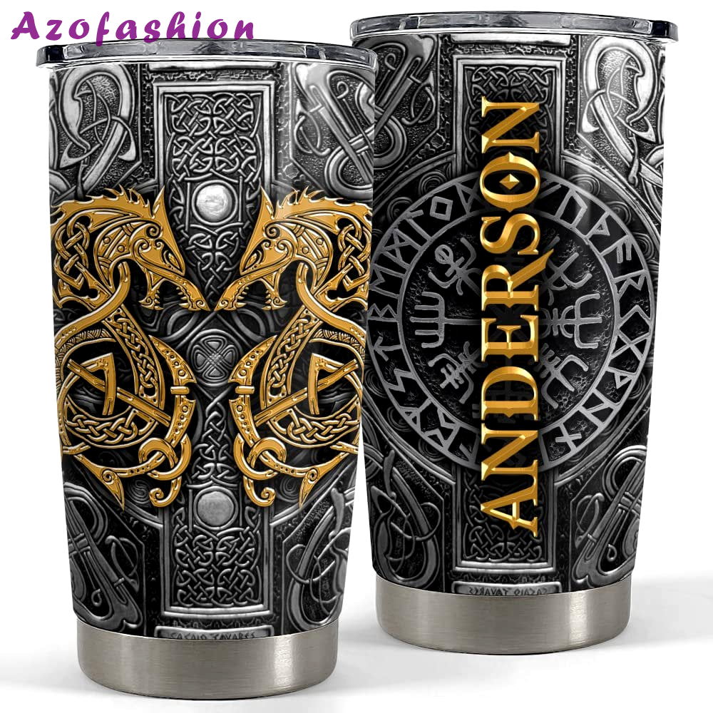 Personalized dragon tumbler viking metallic style for dragons lover Personalized Tumbler