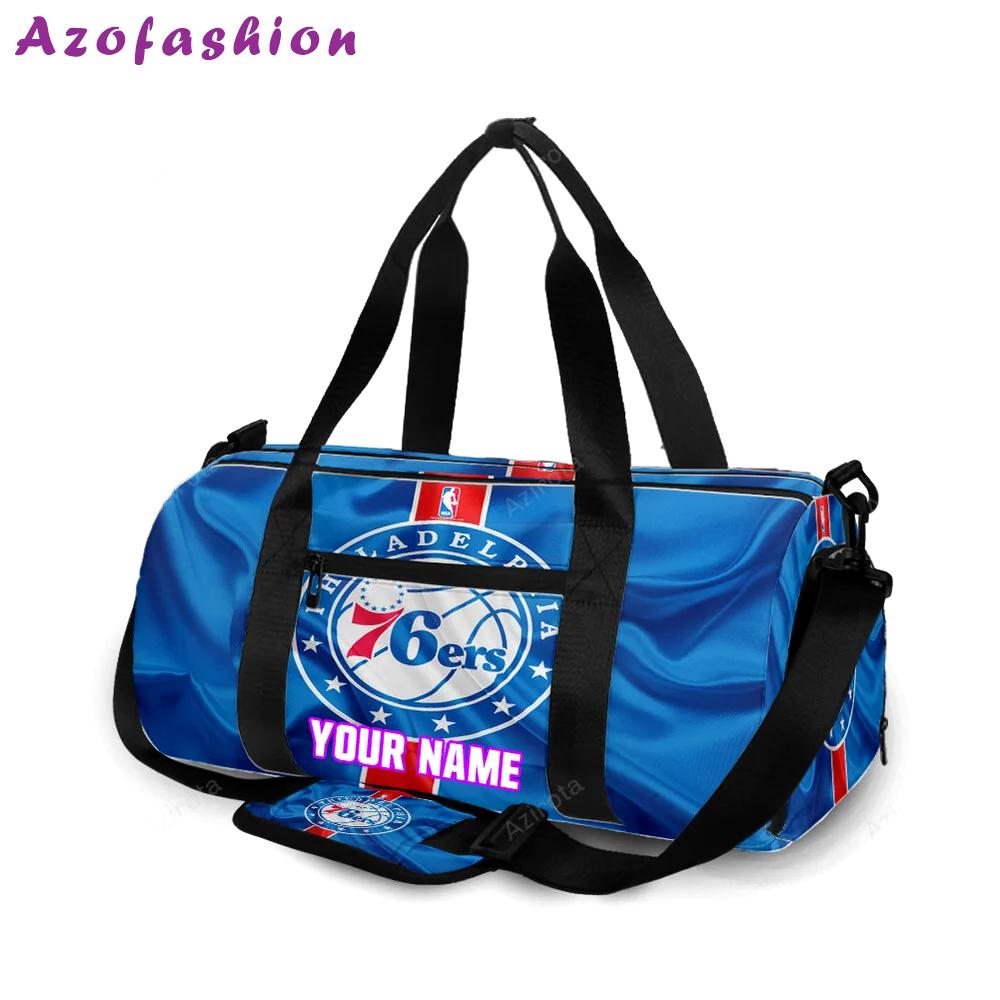 Philadelphia 76ers blue red silk personalized name travel bag gym bag 2207 Travel Bag