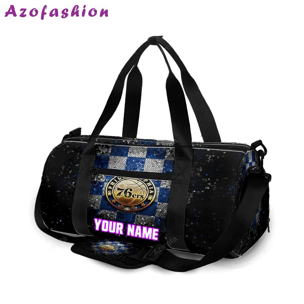 Philadelphia 76ers golden blue white personalized name travel bag gym bag 2198 Travel Bag