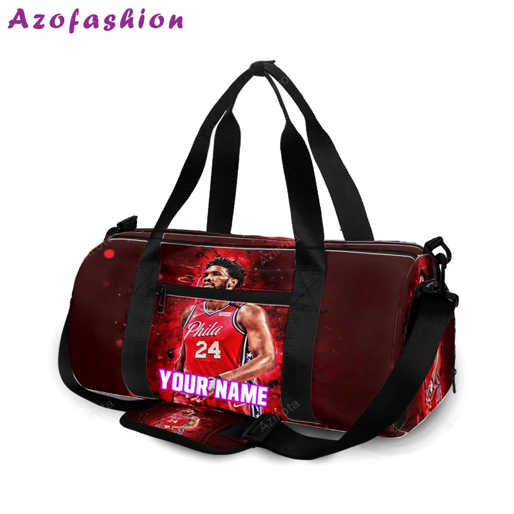 Philadelphia 76ers joel embiid red personalized name travel bag gym bag 2189 Travel Bag