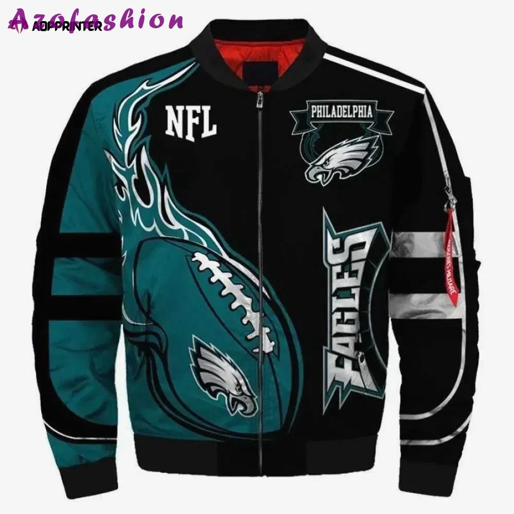 Philadelphia eagles logo bomber jacket – black and teal color Bomber Jacket