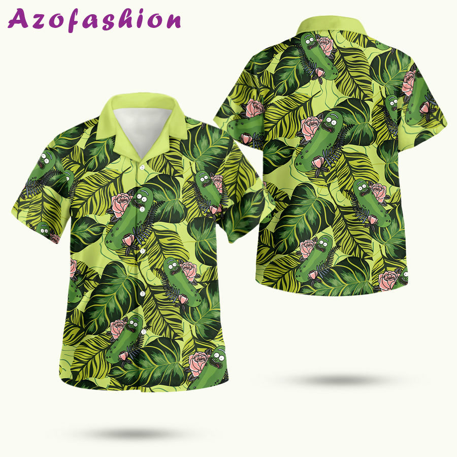 Pickle rick tropical hawaiian shirt Hawaii Shirt Shorts & Flip Flops