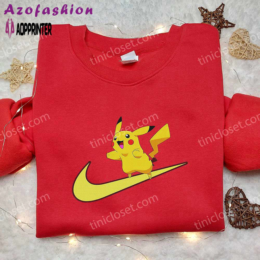 Pikachu x nike anime hoodie & embroidered shirts: pokemon & nike inspired apparel Embroidered Shirt