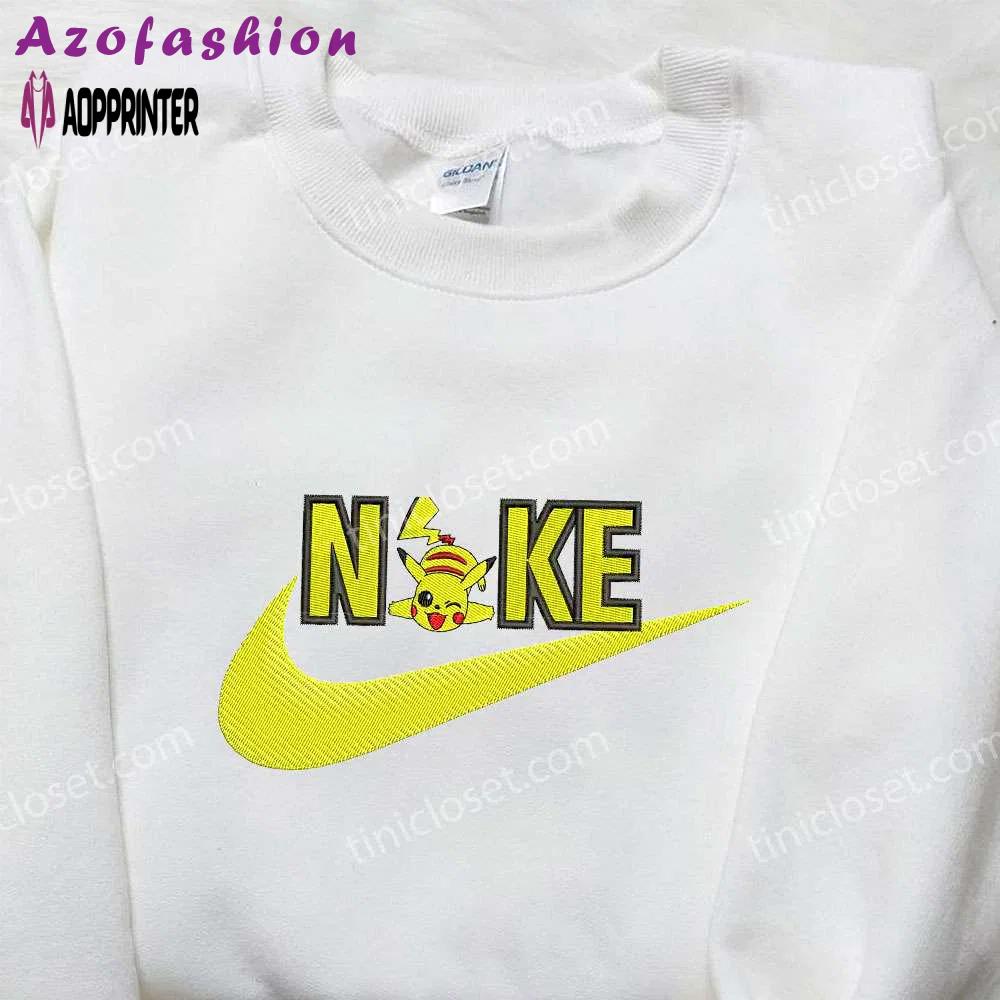 Pikachu x nike embroidered sweatshirt – pokemon & nike inspired shirt Embroidered Shirt