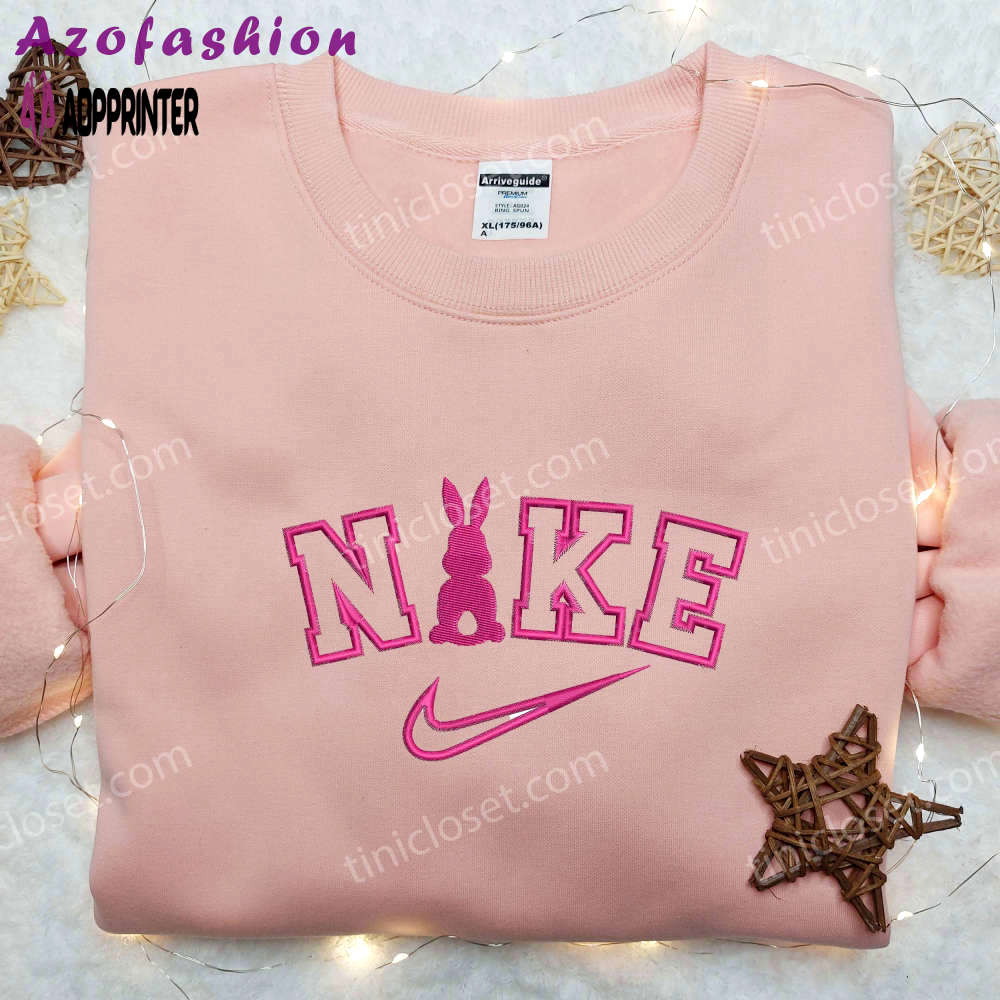 Pink bunny x nike embroidered shirt – unique animal design by nike Embroidered Shirt