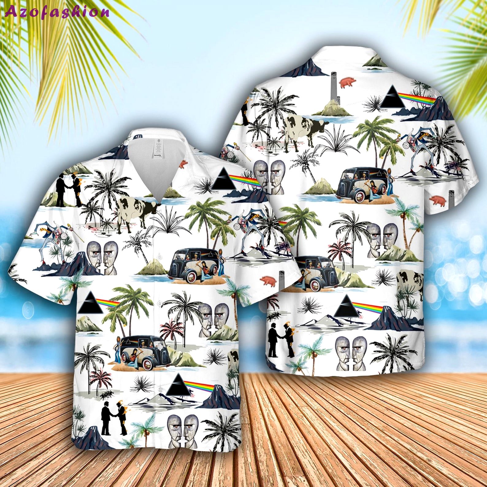 Pink floyd legend band hawaiian aloha shirt Hawaii Shirt Shorts & Flip Flops