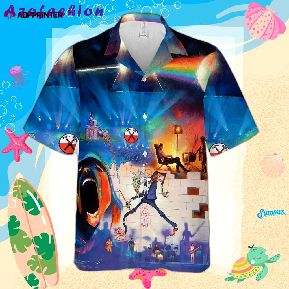 Pink floyd the wall poster triangle rainbow art cuban shirt premium hawaiian shirt Hawaii Shirt