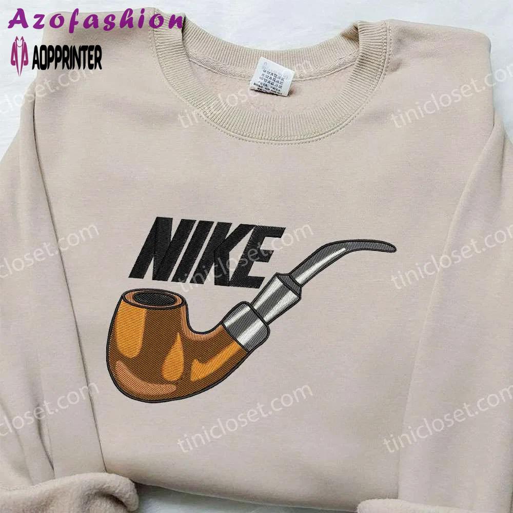 Pipe smoking x nike embroidered hoodie & shirt: best birthday gift ideas Embroidered Shirt