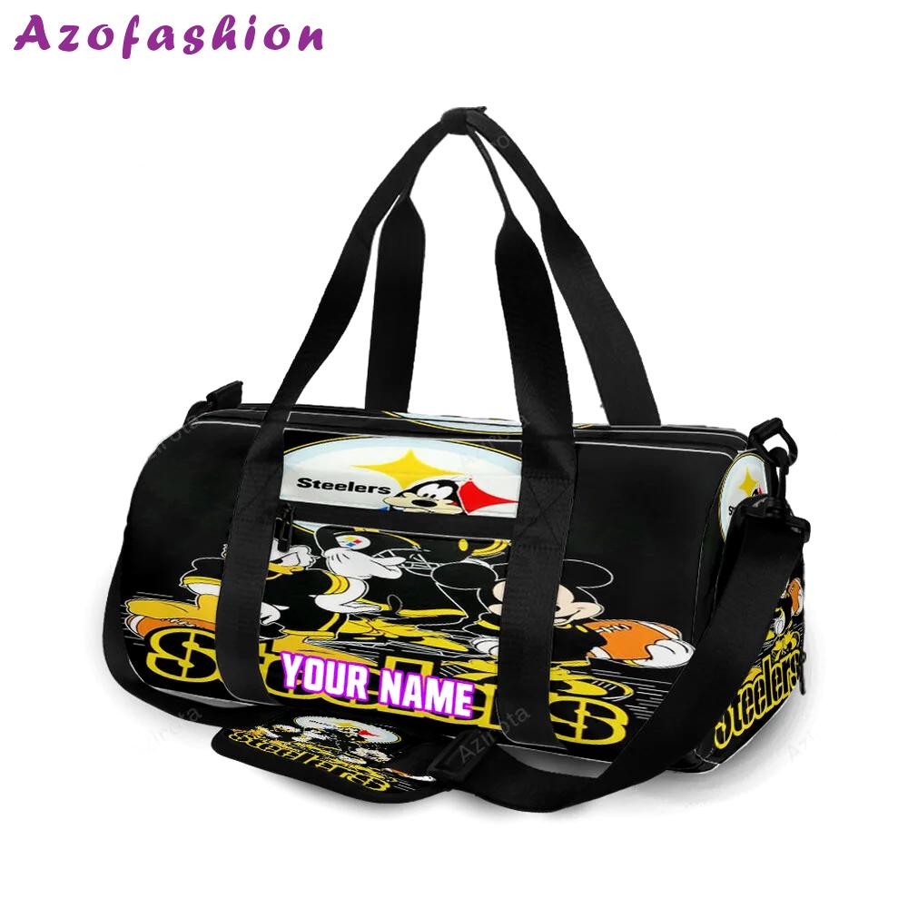 Pittsburgh steelers mickey donald and pluto disney2 personalized name travel bag gym bag 1304 Travel Bag