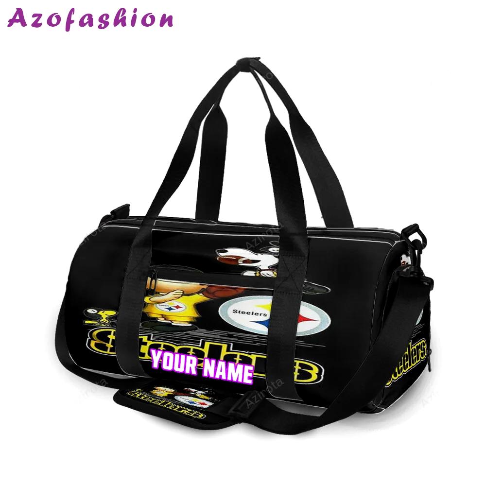 Pittsburgh steelers snoopy and charlie brown personalized name travel bag gym bag 1818 Travel Bag