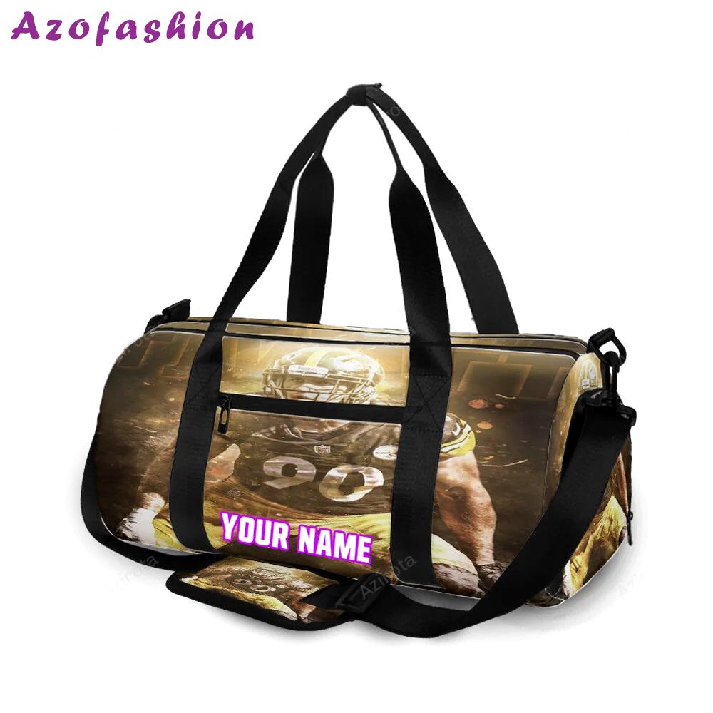 Pittsburgh steelers t j watt no90 m2 personalized name travel bag gym bag 596 Travel Bag