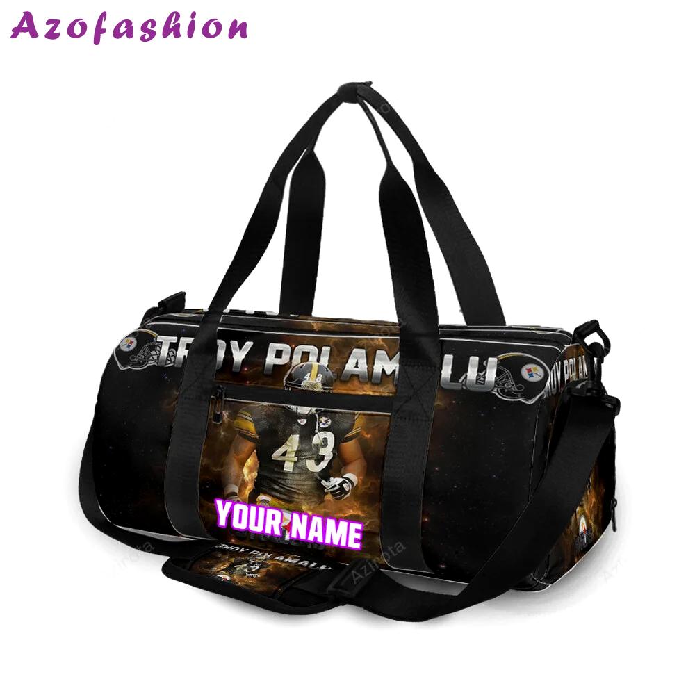 Pittsburgh steelers troy polamalu no43 personalized name travel bag gym bag 2141 Travel Bag