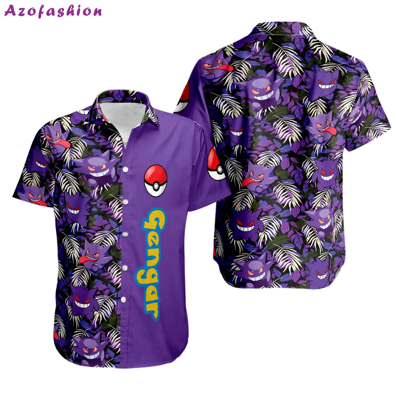 Pkm gengar hawaiian shirt Hawaii Shirt Shorts & Flip Flops