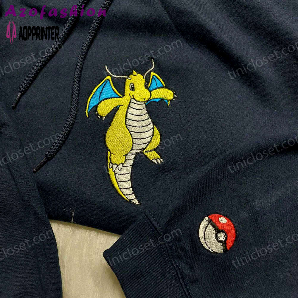 Pokemon dragonite embroidered hoodie sweatshirt & anime shirt – stylish and authentic merchandise Embroidered Shirt