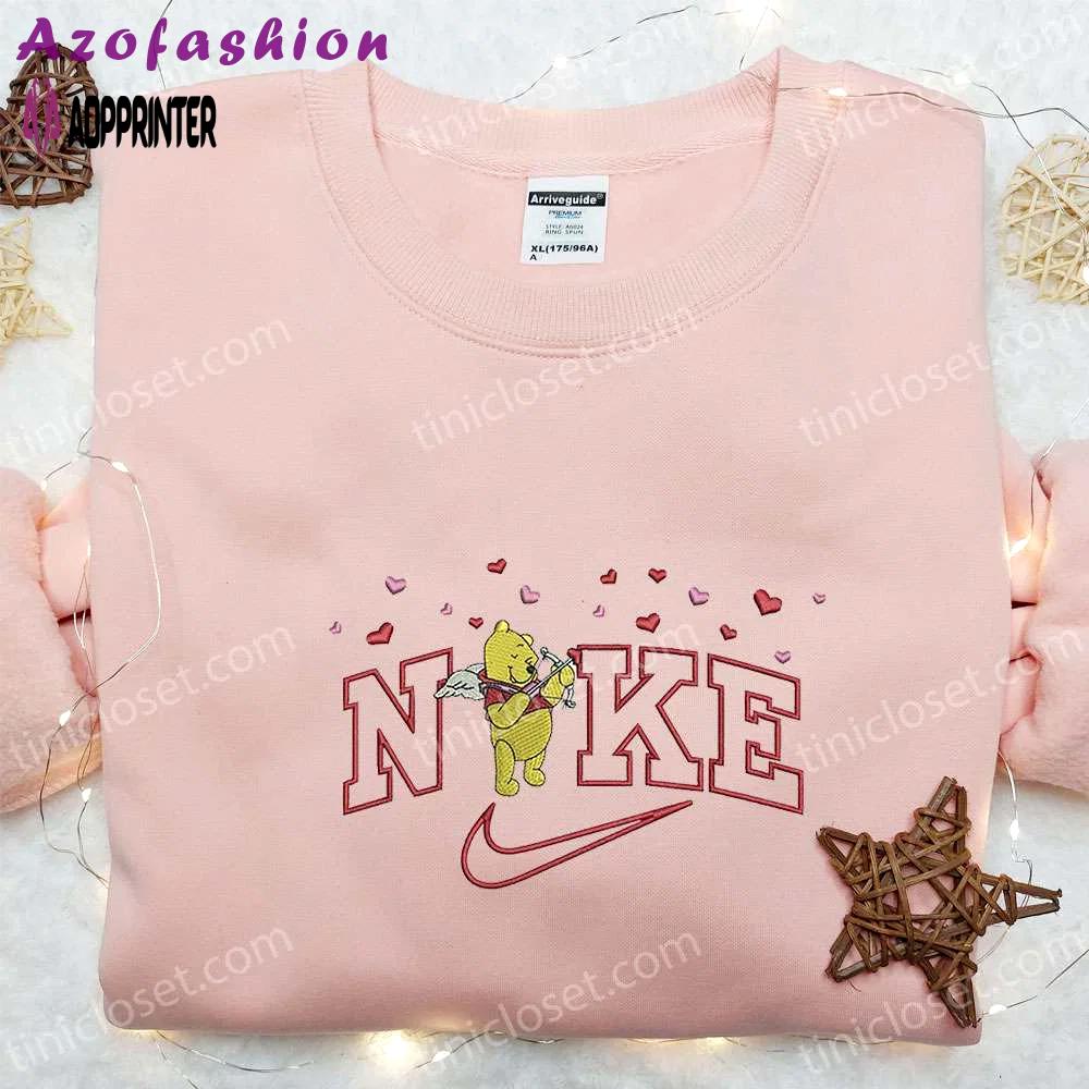 Pooh cupid love x nike embroidered sweatshirt winnie the pooh disney shirt: the best gift! Embroidered Shirt