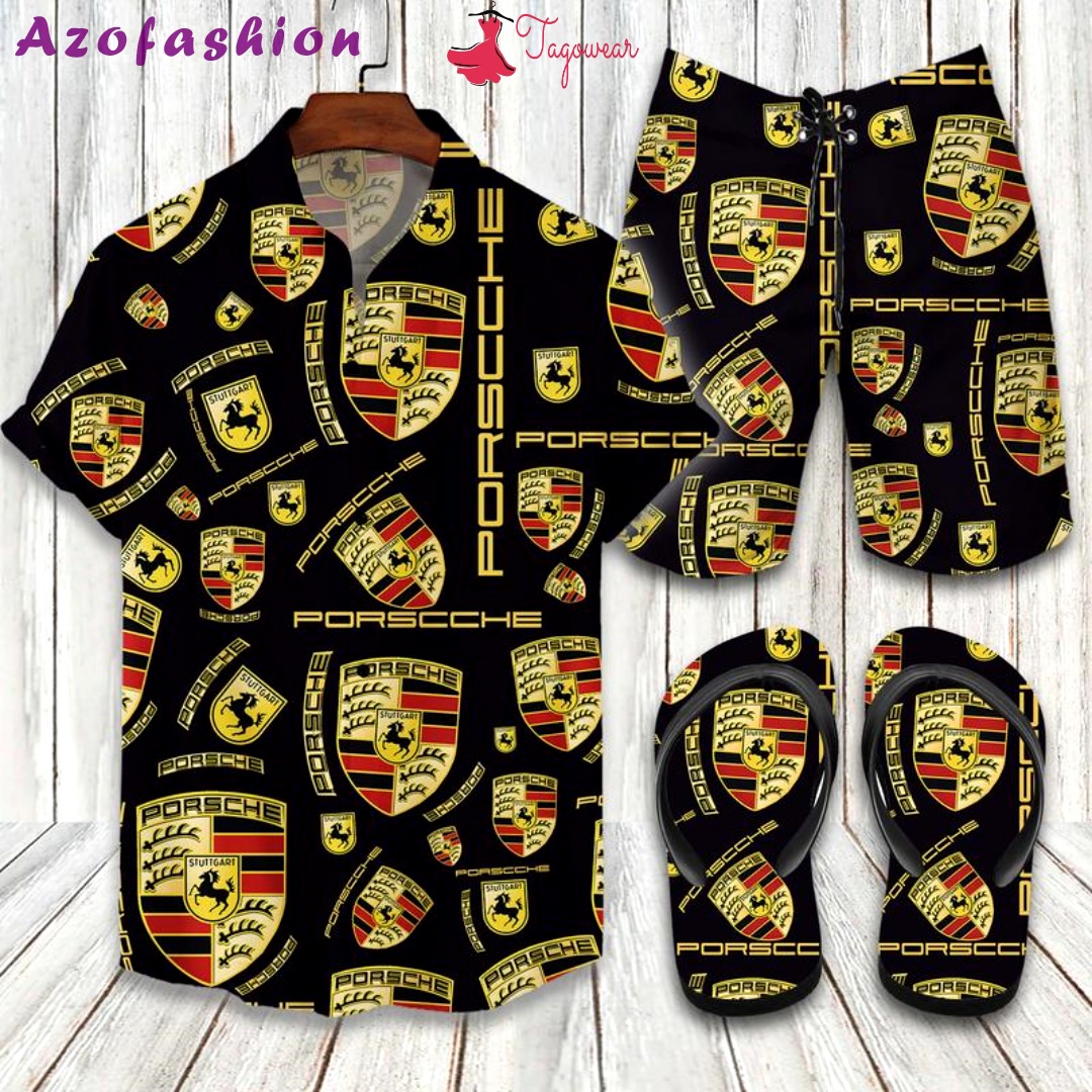 Porches flip flops and combo hawaiian shirt, beach shorts luxury summer clothes style #180 Hawaii Shirt Shorts & Flip Flops