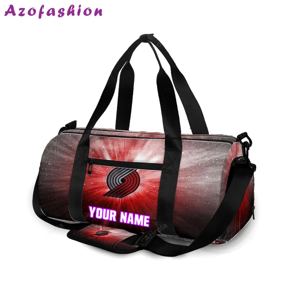 Portland trail blazers red galaxy personalized name travel bag gym bag 2368 Travel Bag