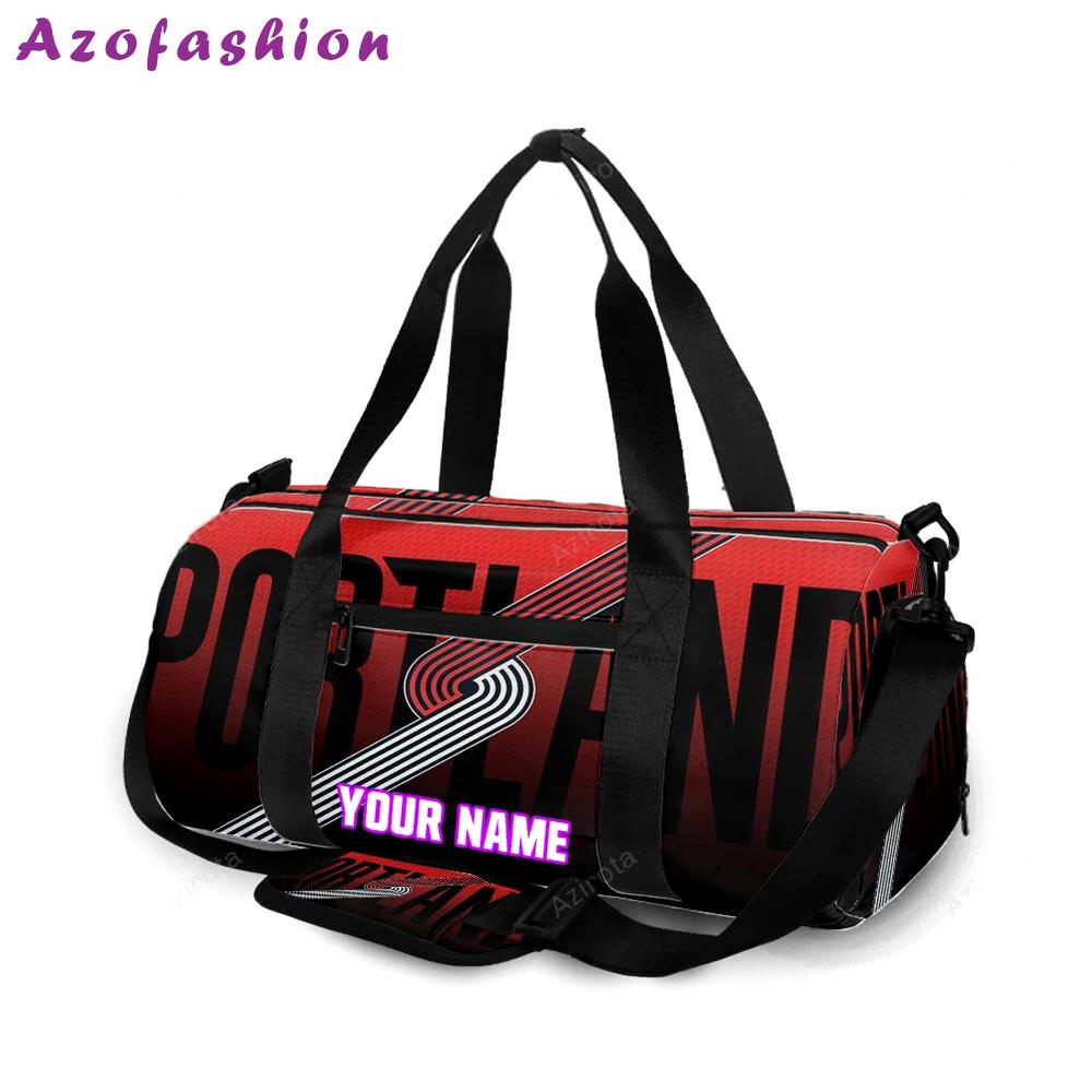 Portland trail blazers red gray black personalized name travel bag gym bag 2302 Travel Bag