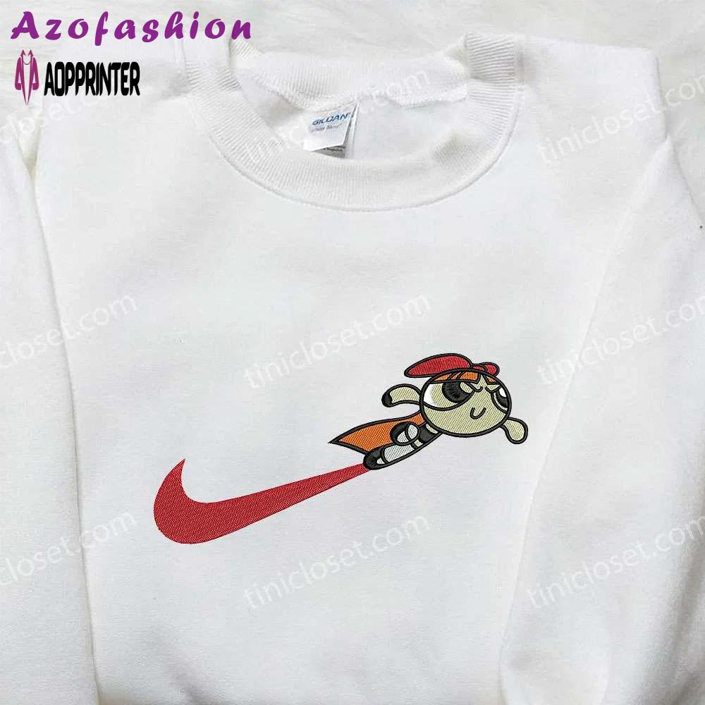 Powerpuff girls x nike embroidered shirt: blossom swoosh design nike-inspired style Embroidered Shirt