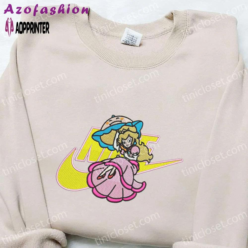 Princess peach x nike embroidered shirt super mario sweatshirt nike-inspired hoodie Embroidered Shirt