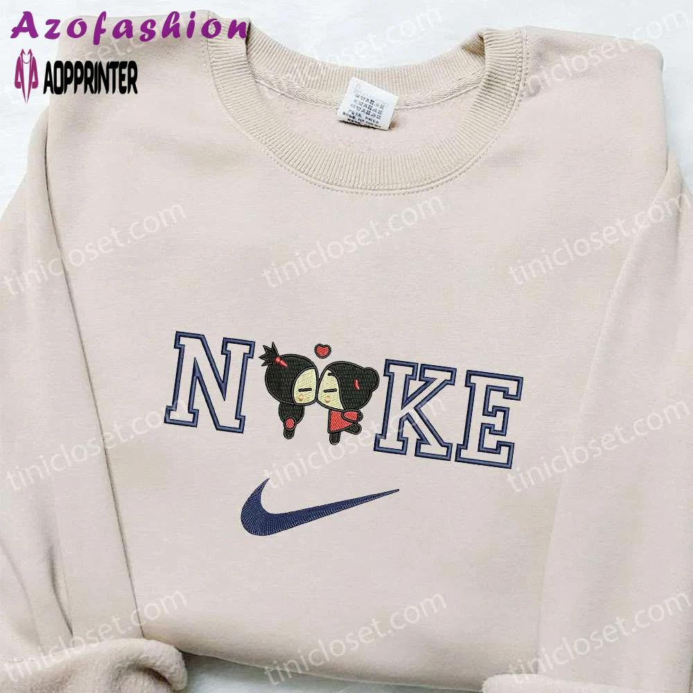 Pucca & garu x nike anime embroidered shirt sweatshirt & hoodie: customized anime apparel at its finest! Embroidered Shirt