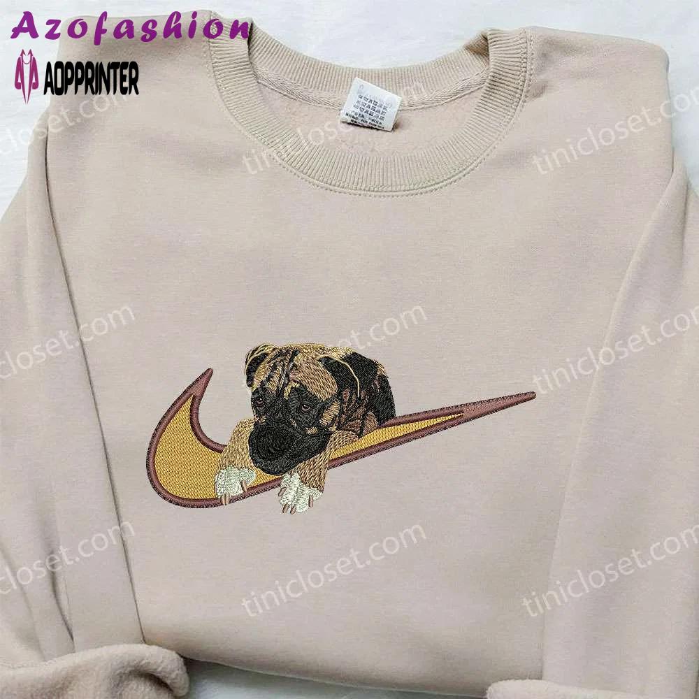 Pug dog x nike embroidered shirt: custom animal tee for nike fans Embroidered Shirt