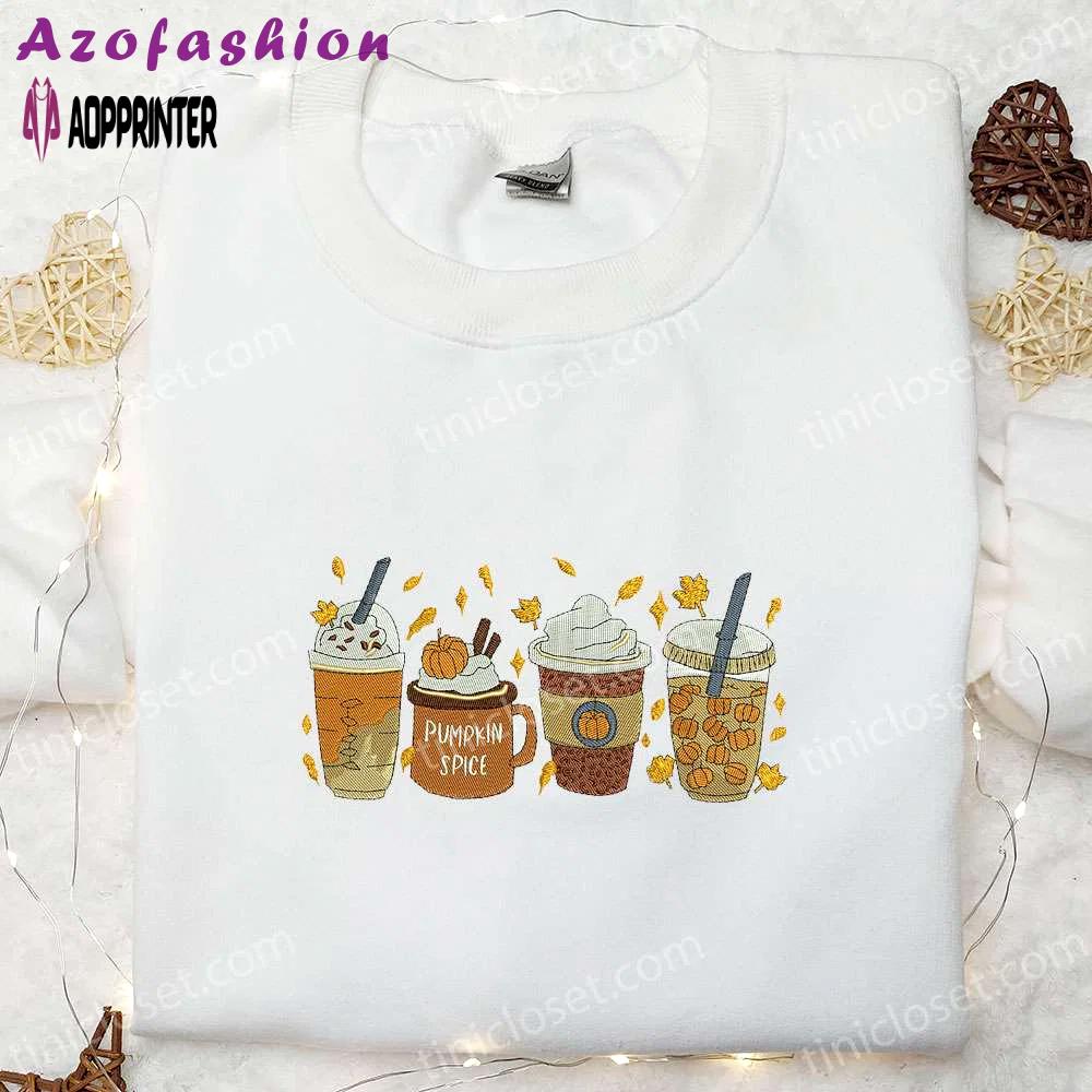 Pumpkin spice drink embroidered shirt: halloween unique gift for family Embroidered Shirt