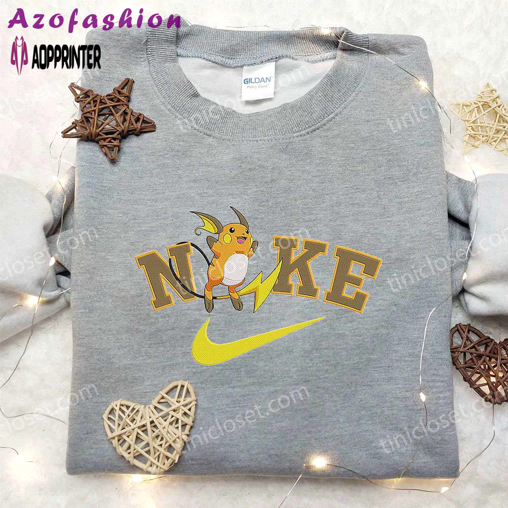 Raichu x nike anime hoodie & pokemon embroidered shirt: nike inspired apparel Embroidered Shirt