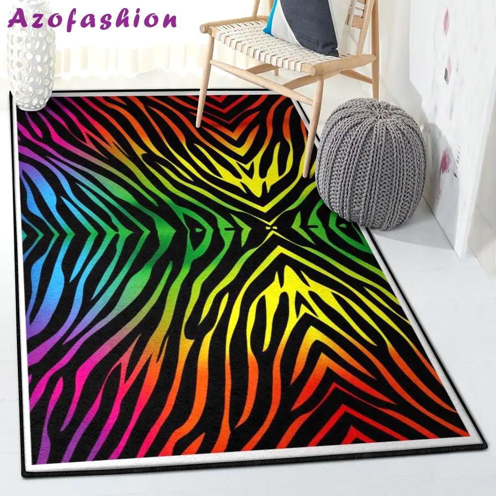 Rainbow indoor outdoor rugs, rainbow zebra rug Rectangle Rug