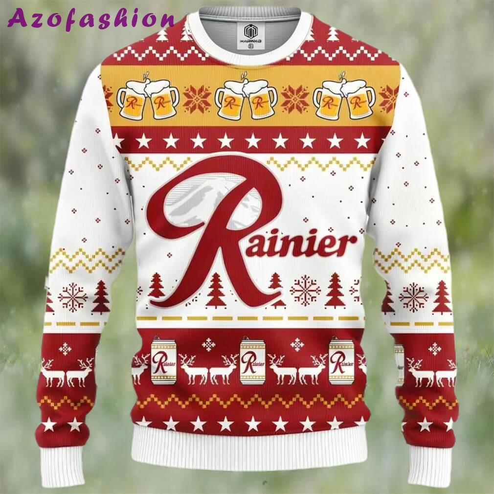 Rainier beer ugly christmas sweater, faux wool sweater, gifts for beer lovers, international beer day, best christmas gifts for 2022 ? prinvity Christmas Ugly Sweater