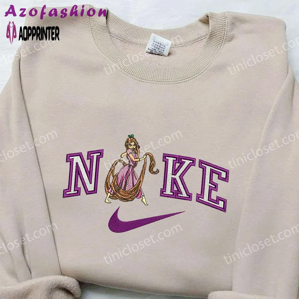 Rapunzel x nike embroidered sweatshirt: tangled disney shirt nike inspired – shop now! Embroidered Shirt