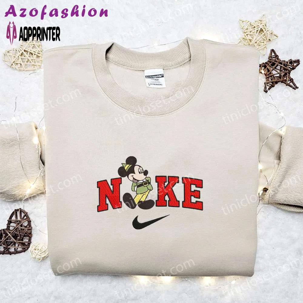 Retro mickey elf x nike embroidered sweatshirt – disney characters movie merry christmas shirt best gift ideas Embroidered Shirt