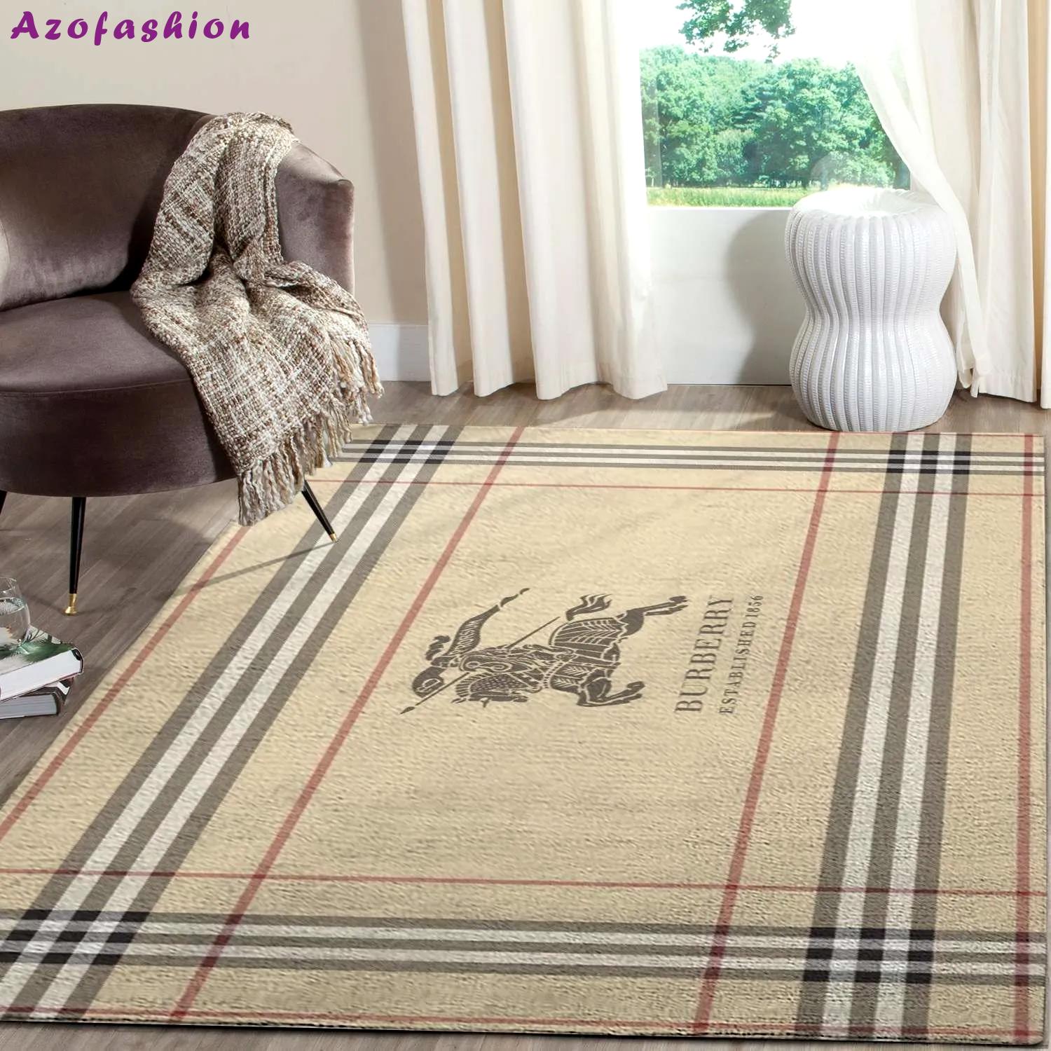 Rugs in living room and bedroom - Burberry luxury brand logo premium area rug carpet living room rug floor mats keep warm in winter Rectangle Rug